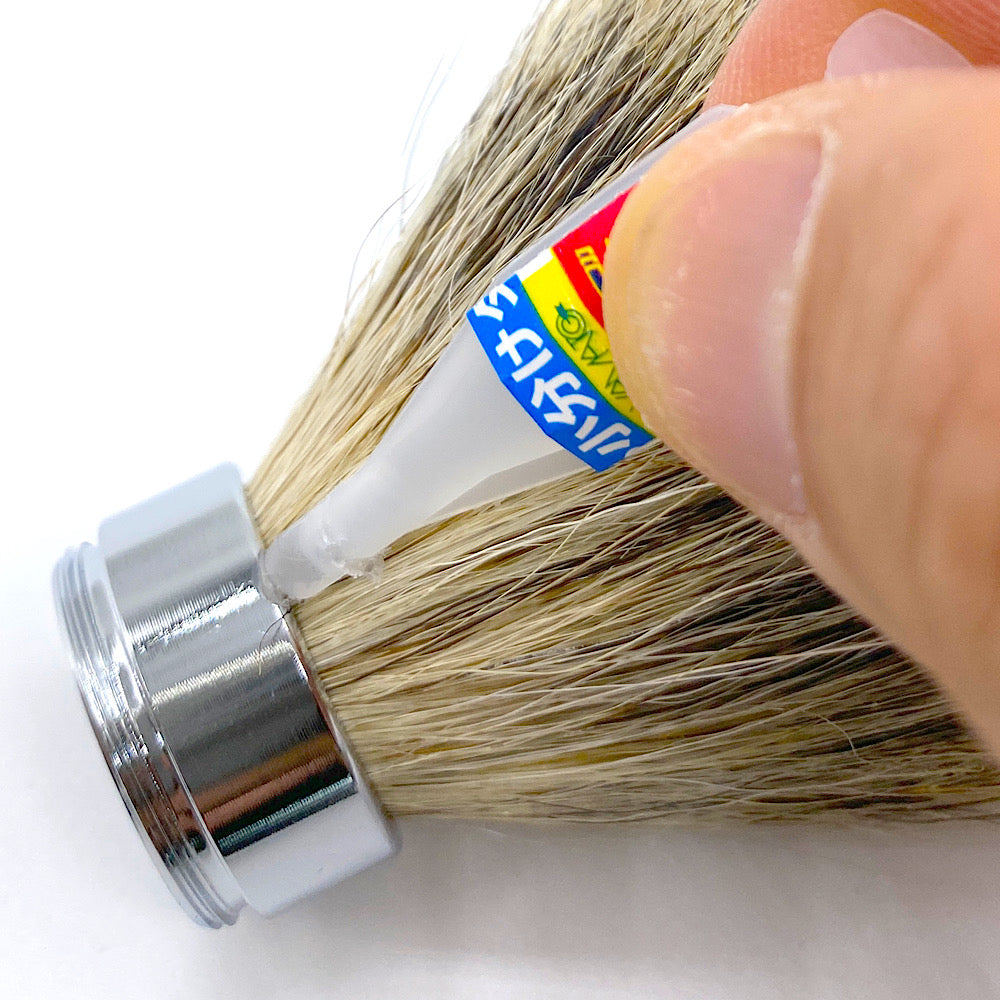 訳あり!アナグマ毛の交換式ブラシ 青色