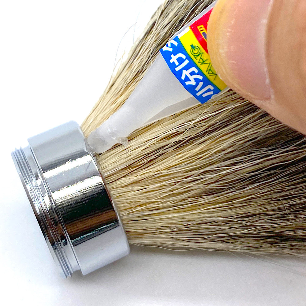 訳あり!アナグマ毛の交換式ブラシ 青色