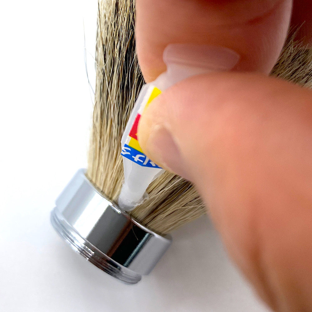 訳あり!アナグマ毛の交換式ブラシ 青色